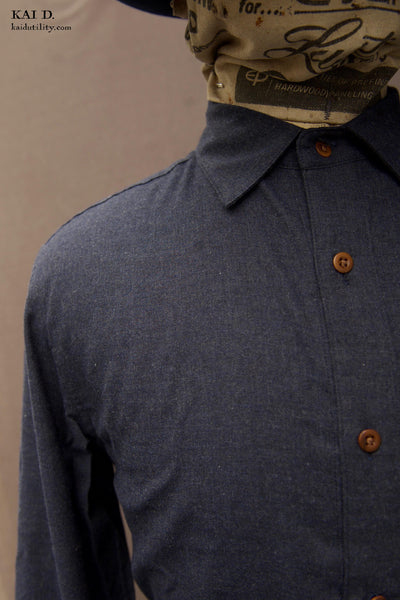 Ultra Soft Heather Cotton Denham shirt - Blue Heather - L, XL