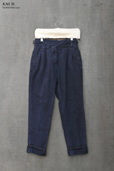 Isa Belted Pants - Garment Dyed Denim - S