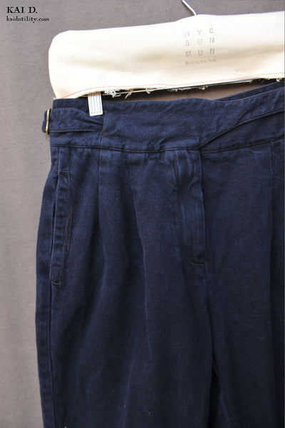 Isa Belted Pants - Garment Dyed Denim - S