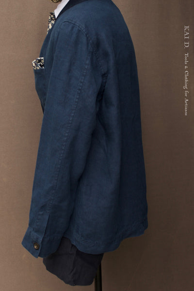 Klee Linen Komono Jacket - Blue - L