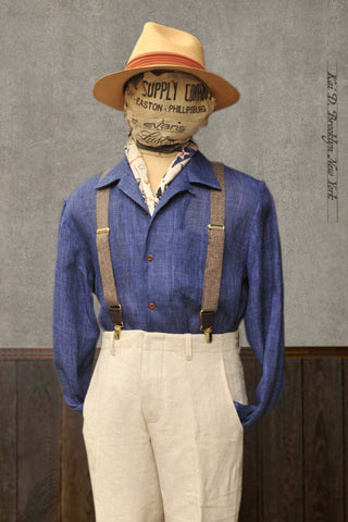 Leisure Shirt - Italian Linen Plaid - Mediterranean Blue - S, M, L, XL, XXL