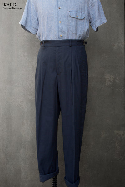 Wide Leg Matisse Pants - Cool Touch Cotton Linen - Blue - 30, 32, 34