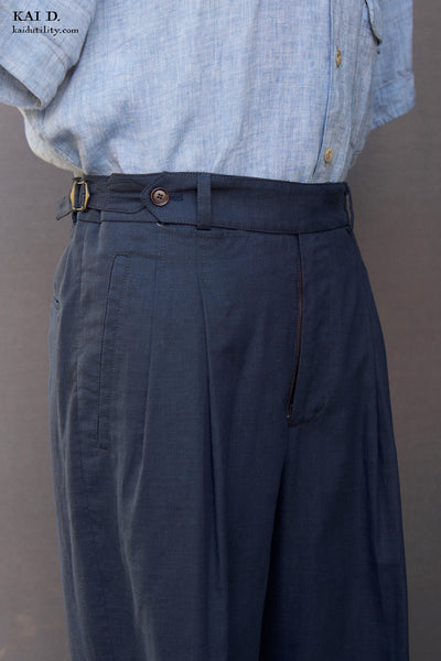 Wide Leg Matisse Pants - Cool Touch Cotton Linen - Blue - 30, 32, 34