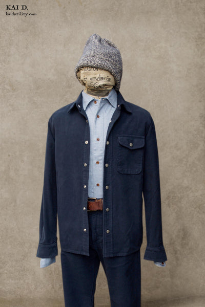 Heavy Moleskin Over Shirt - Dark Blue - S, M, L, XL
