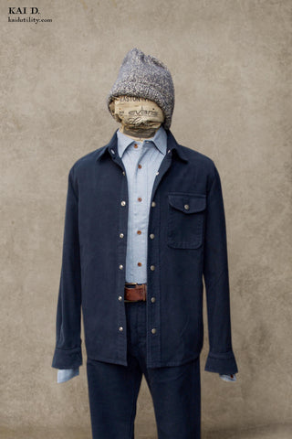 Heavy Moleskin Over Shirt - Dark Blue - S, M, L, XL