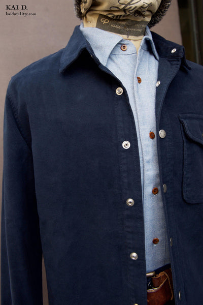 Heavy Moleskin Over Shirt - Dark Blue - S, M, L, XL