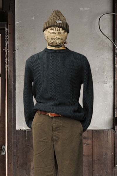 Mixed Stiitch Crew Neck Sweater - Oil Mouline - 4(M), 5(L), 6(XL)