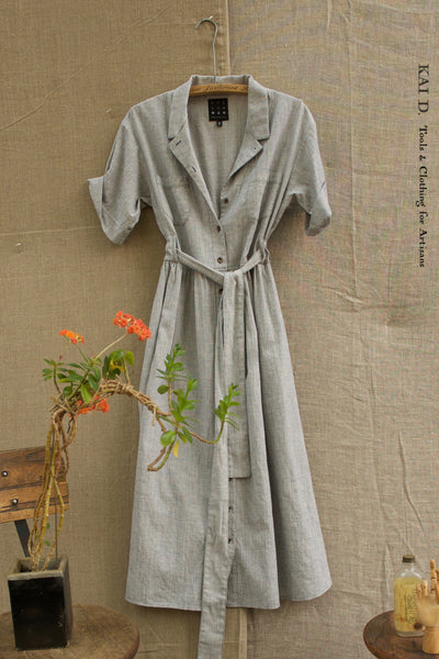 O'Keeffe Dress - Mist Blue Cotton Linen - XS, S, M