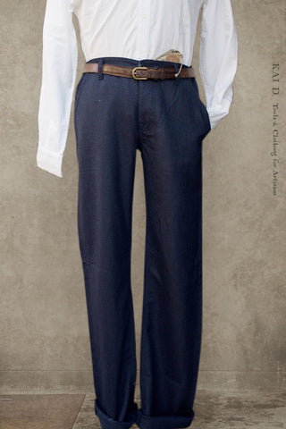 Bologna Slim Cut Trousers - Navy Wool - 30, 32, 34