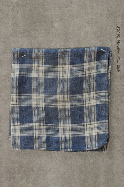 Linen Plaid Pocket Square - Denim Blue