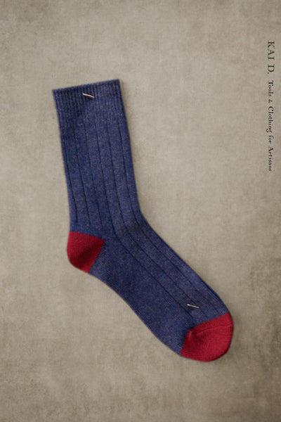 Cashmere Socks - Mens - Cobalt Blue/Red