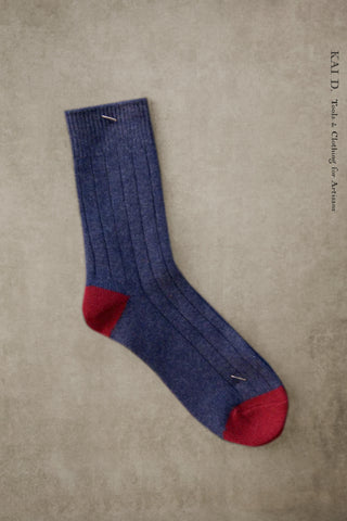 Cashmere Socks - Mens - Cobalt Blue/Red