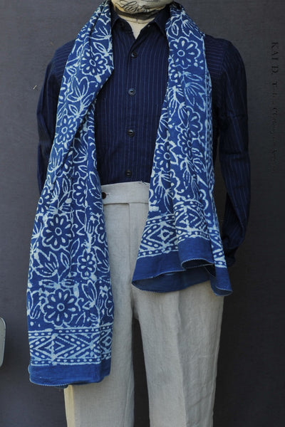 Block Print Beach Shawl - Indigo Blue