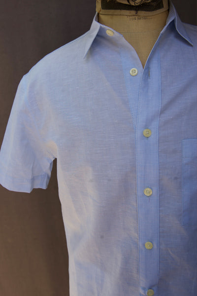 Short Sleeve Cassady Shirt - End on End Blue Stripe  - S, M, L, XL