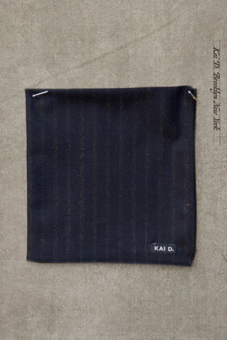 English Wool Stripe Pocket Square - Navy