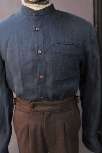 Tanner Shirt - Natural Dyed Linen Twill  - M, L, XL