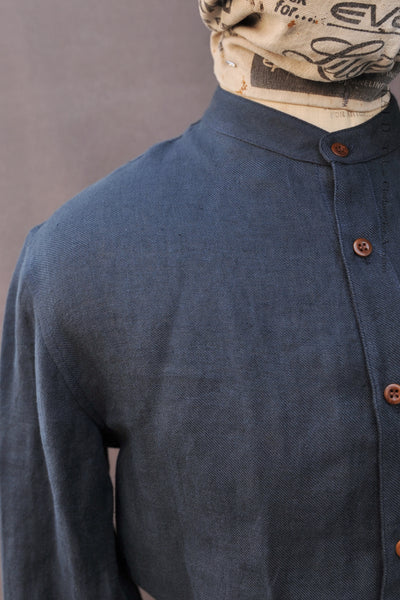 Tanner Shirt - Natural Dyed Linen Twill  - M, L, XL