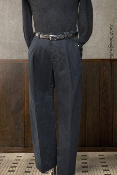 Bobby Wide Cut Pleated Trousers - Black - XS, S