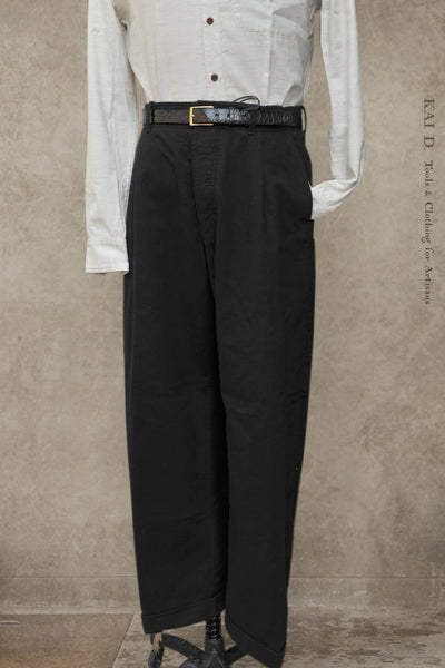 Bobby Wide Cut Pleated Trousers - Black - L, XL