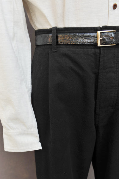 Bobby Wide Cut Pleated Trousers - Black - L, XL