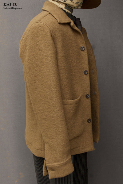 Boiled Wool Stroller Jacket - Dark Tan - M, XL, XXL