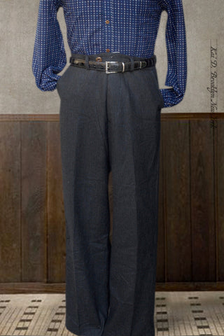 Bootlegger Loose Fit High Waisted Wool Pants - Charcoal Flannel - 30, 32, 34, 36