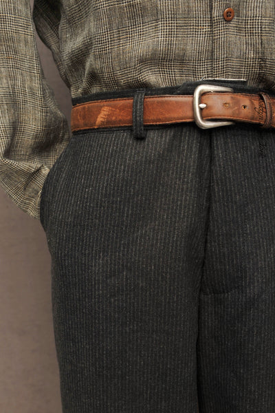 Bootlegger Loose Fit High Waisted Wool Pants - Charcoal Flannel - 30, 32, 34