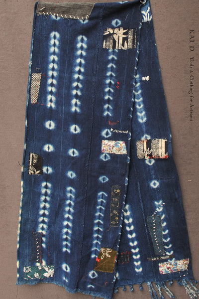 African Indigo Boro Scarf G - Dark Indigo