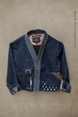 Children's Kimono Jacket - Boro Indigo - M