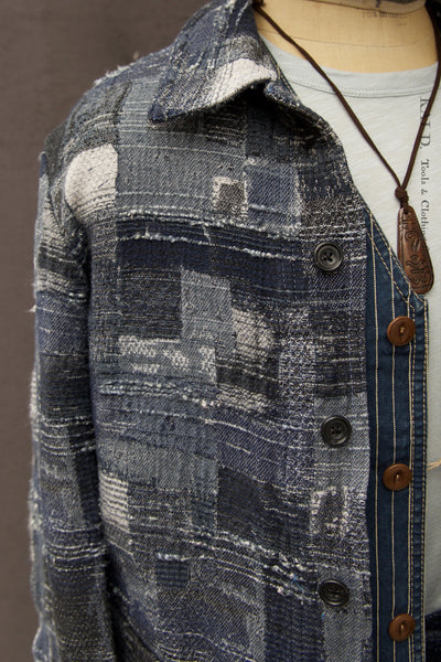 Novel Stitched Boro Chore Jacket - 44 (XXS), 46 (XS), 48 (S), 50 (M) - Cropped Length and Shorter Sleeve Length.   (NO RETURN)