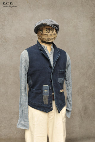 Hand Patched Boro Vest - Deep indigo - S, XL