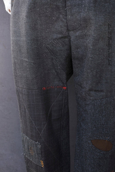 Cotton Tweed Boro Trousers - Grey Blue - 31
