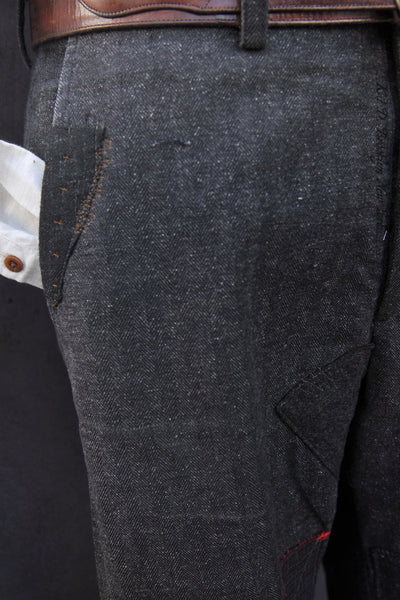 Cotton Tweed Boro Trousers - Grey Blue - 31