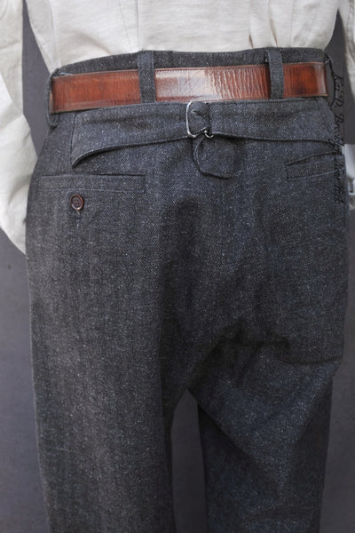 Cotton Tweed Boro Trousers - Grey Blue - 31