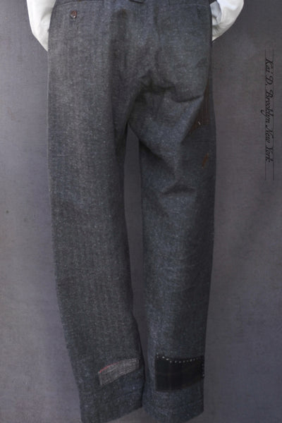 Cotton Tweed Boro Trousers - Grey Blue - 31