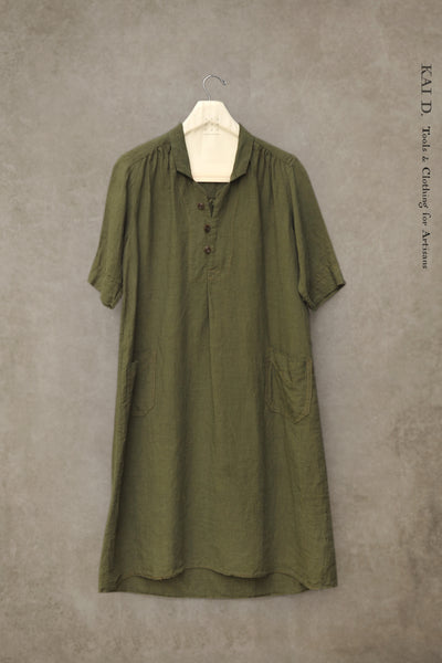 Irina Dress - Japanese Linen - Botanical Green - S