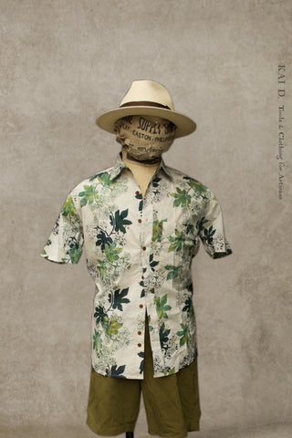 Botanical Print Cotton Cassady shirt  - M (NO RETURN)