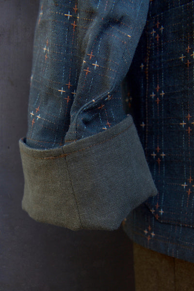 O'Hara Shirt - Bottle Green Sashiko Cotton - XL