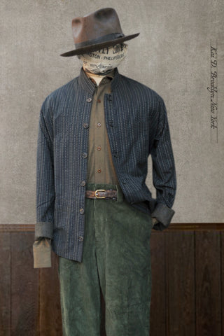 O'Hara Shirt - Teal Green Sashiko Cotton 2 - M, L