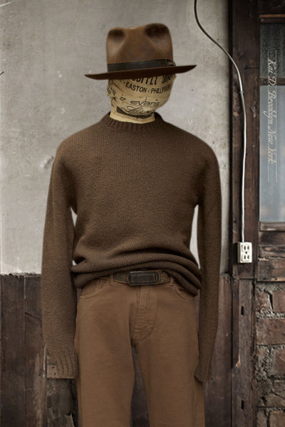 Soft Boucle Wool Crew Neck Sweater - Bark Brown -  M, L, XL (NO RETURN)