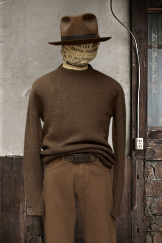 Soft Boucle Wool Crew Neck Sweater - Bark Brown -  M, L, XL (NO RETURN)