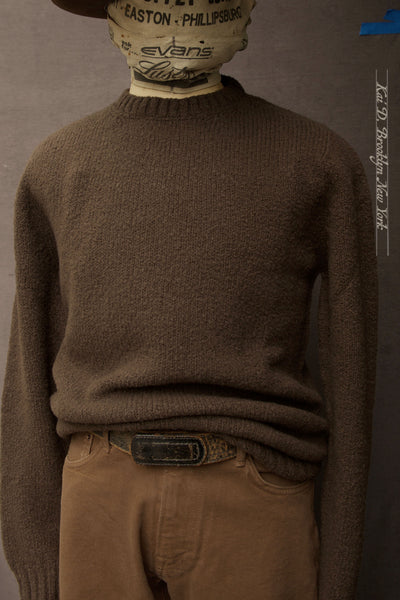 Soft Boucle Wool Crew Neck Sweater - Bark Brown -  M, L, XL (NO RETURN)