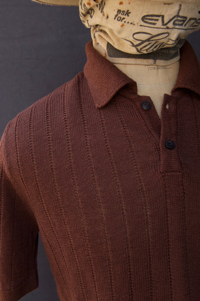 Perforated Stitch Linen Polo - Cinnamon - M, L, XL