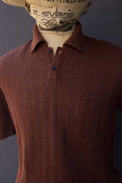 Perforated Stitch Linen Polo - Cinnamon - M, L, XL