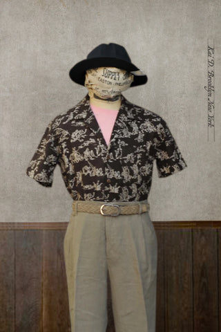 Short Sleeve Slater Shirt - Brown Frog Print - L,XXL