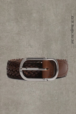 Cliquet Braided Belt - Dark Brown Leather - XL