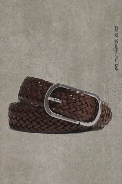 Cliquet Braided Belt - Dark Brown Leather - XL
