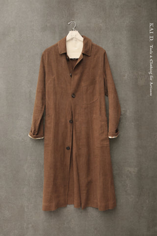 Belgian Stone Washed Linen Anthropologist Coat - Terra Cotta - XS