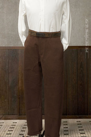Balloon Trousers - Heavy Cotton Drill - Brown - 46, 48, 50 (NO RETURN)