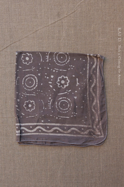 Block Print Cotton Bandana - Mud Brown